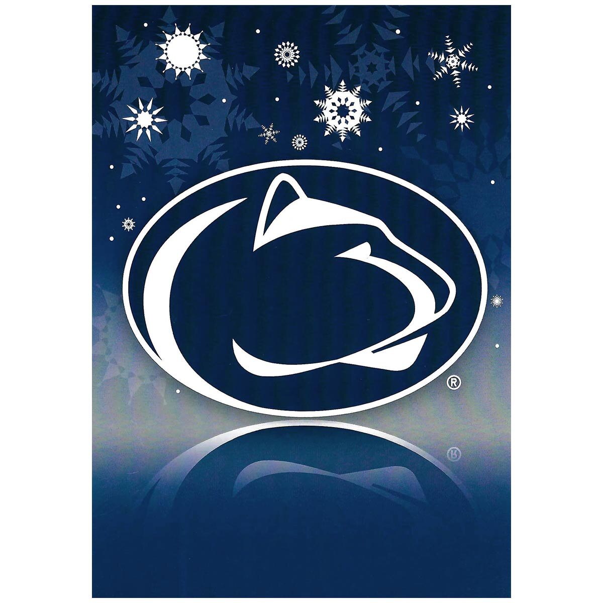holiday card with Penn State Athletic Logo and snowflakes